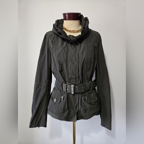 MARC AUREL Olive Green Belted Hidden Hood Jacket. Size 40/ Medium - Picture 9 of 16